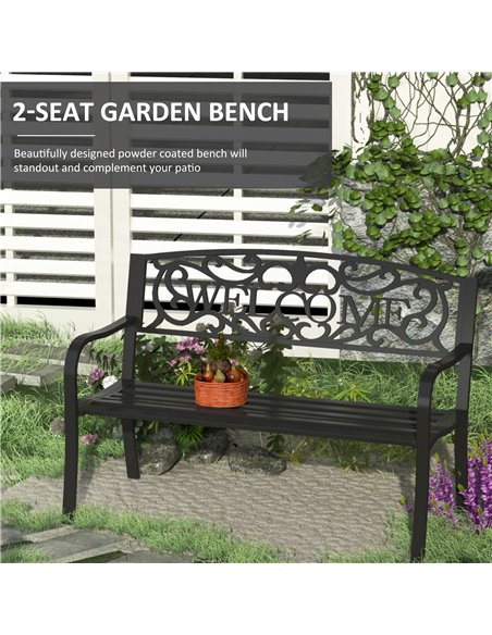 Outsunny 2 Seater Metal Garden Bench Patio Outdoor Park Porch Chair 840-037 - pic 62853 | FastDaddyshop