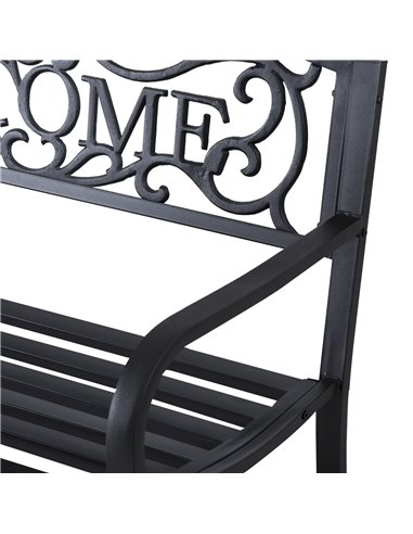 Outsunny 2 Seater Metal Garden Bench Patio Outdoor Park Porch Chair 840-037