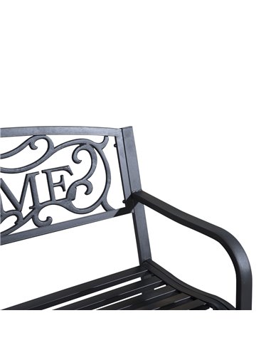 Outsunny 2 Seater Metal Garden Bench Patio Outdoor Park Porch Chair 840-037