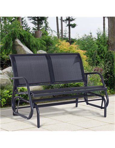 Outsunny 2-Person Outdoor Glider Bench Patio Double Swing Gliding Chair Loveseat w/Power Coated Steel Frame for Backyard Garden 