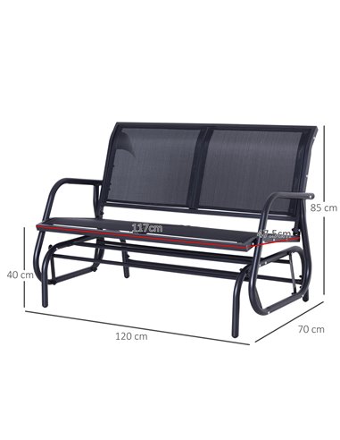 Outsunny 2-Person Outdoor Glider Bench Patio Double Swing Gliding Chair Loveseat w/Power Coated Steel Frame for Backyard Garden 