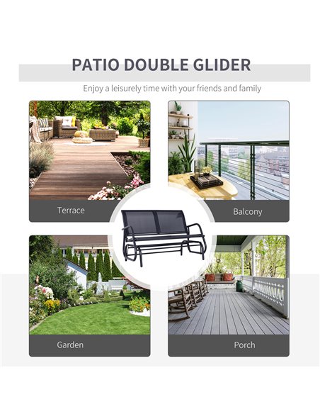 Outsunny 2-Person Outdoor Glider Bench Patio Double Swing Gliding Chair Loveseat w/Power Coated Steel Frame for Backyard Garden  - pic 62862 | FastDaddyshop