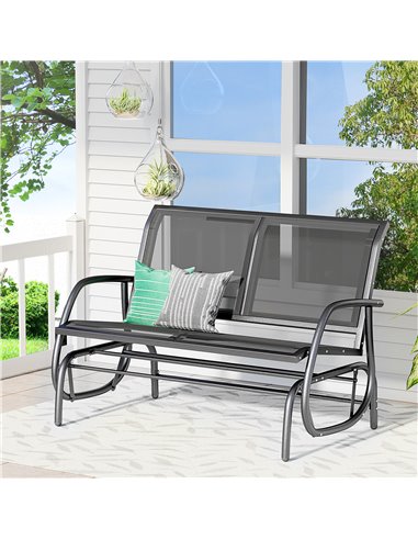 Outsunny 2-Person Outdoor Glider Bench Patio Double Swing Gliding Chair Loveseat w/Power Coated Steel Frame for Backyard Garden 
