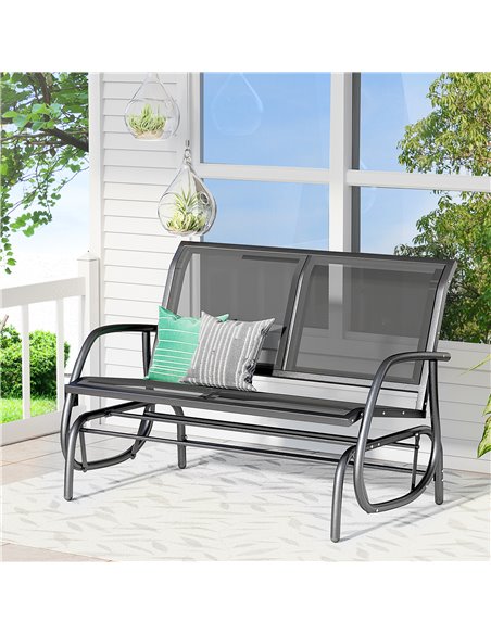 Outsunny 2-Person Outdoor Glider Bench Patio Double Swing Gliding Chair Loveseat w/Power Coated Steel Frame for Backyard Garden  - pic 62867 | FastDaddyshop