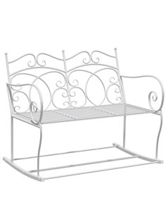 Outsunny Garden Outdoor 2 Seater Rocking Bench, White 84B-078