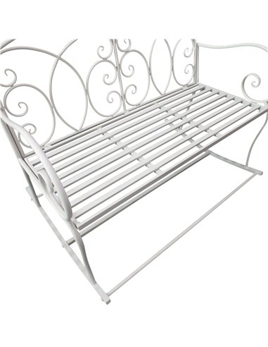 Outsunny Patio 2 Seater Rocking Bench Steel Garden Outdoor Garden Loveseat Chair w/ Decorative Backrest White 84B-078