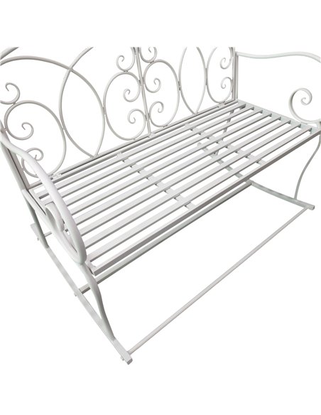Outsunny Patio 2 Seater Rocking Bench Steel Garden Outdoor Garden Loveseat Chair w/ Decorative Backrest White 84B-078 - pic 62893 | FastDaddyshop