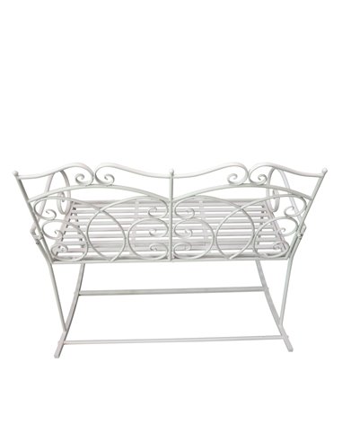 Outsunny Patio 2 Seater Rocking Bench Steel Garden Outdoor Garden Loveseat Chair w/ Decorative Backrest White 84B-078