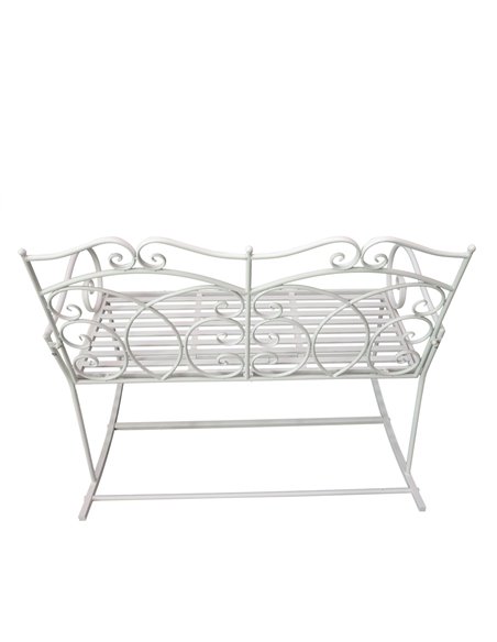 Outsunny Patio 2 Seater Rocking Bench Steel Garden Outdoor Garden Loveseat Chair w/ Decorative Backrest White 84B-078 - pic 62894 | FastDaddyshop