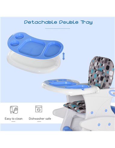 HOMCOM HDPE 3-in-1 Baby Booster High Chair Blue
