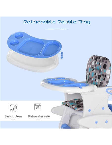 HOMCOM HDPE 3-in-1 Baby Booster High Chair Blue - pic 6290 | FastDaddyshop