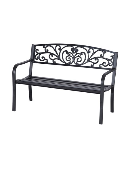Outsunny 2 Seater Metal Garden Park Bench, Black 840-036 - pic 62913 | FastDaddyshop