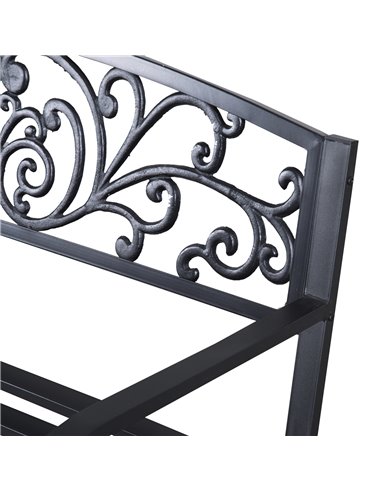 Outsunny 2 Seater Metal Garden Park Bench Porch Outdoor Furniture Patio Chair Seat Black 840-036