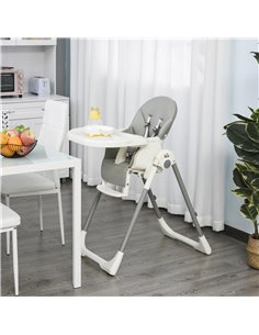 Homcom Foldable Baby PU High Chair Grey 2