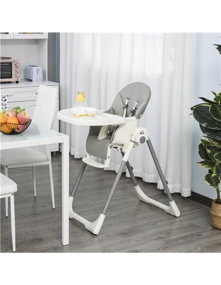 HOMCOM Foldable Baby High Chair Convertible to Toddler Chair Height Adjustable with Removable Tray 5-Point Harness Mobile with W - pic 6292 | FastDaddyshop