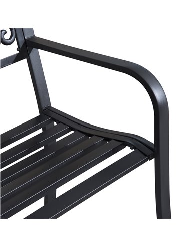 Outsunny 2 Seater Metal Garden Park Bench Porch Outdoor Furniture Patio Chair Seat Black 840-036