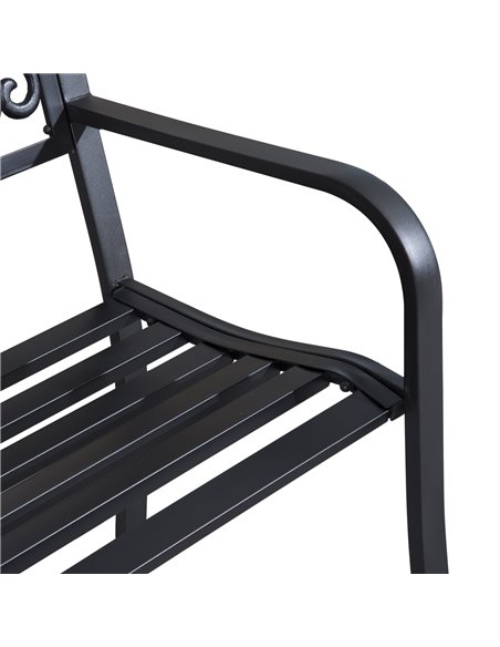 Outsunny 2 Seater Metal Garden Park Bench Porch Outdoor Furniture Patio Chair Seat Black 840-036 - pic 62921 | FastDaddyshop