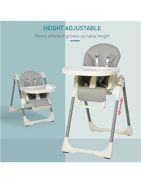 HOMCOM Foldable Baby High Chair Convertible to Toddler Chair Height Adjustable with Removable Tray 5-Point Harness Mobile with W - pic 6294 | FastDaddyshop