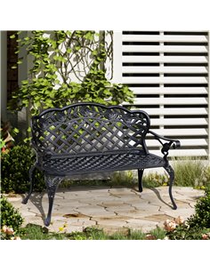 Outsunny 2 Seater Cast Aluminium Garden Bench, Black 84B-189 2