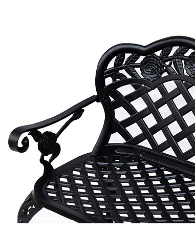 Outsunny Cast Aluminium Garden Bench Outdoor Patio 2 Seater High Back Chair Armrest Antique Style Black 84B-189