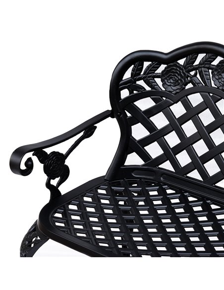 Outsunny Cast Aluminium Garden Bench Outdoor Patio 2 Seater High Back Chair Armrest Antique Style Black 84B-189 - pic 62956 | FastDaddyshop