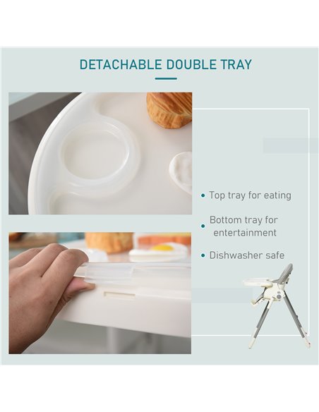 HOMCOM Foldable Baby High Chair Convertible to Toddler Chair Height Adjustable with Removable Tray 5-Point Harness Mobile with W - pic 6297 | FastDaddyshop