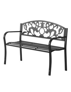 Outsunny Metal 2 Seater Outdoor Garden Bench, Black 84B-283