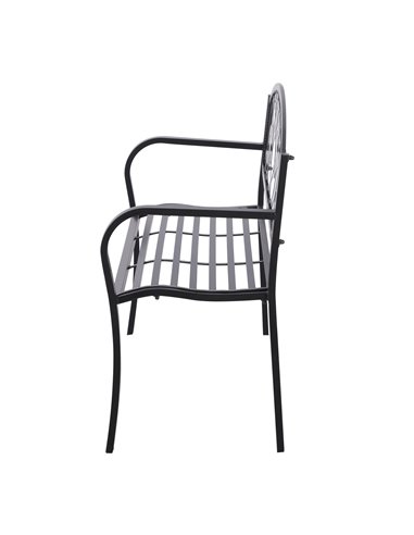 Outsunny Metal 2 Seater Patio Bench, Outdoor Garden Park Yard Furniture, Porch Chair, Black, 128L x 91H x 50W cm 84B-283