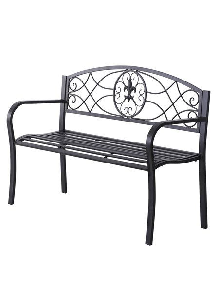Outsunny 2 Seater Outdoor Patio Metal Garden Bench, Black 84B-284 - pic 62985 | FastDaddyshop