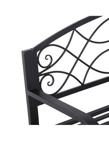 Outsunny 2 Seater Outdoor Patio Metal Garden Bench Yard Furniture Porch  Park Chair Loveseat Black 129L x 91H x 50W cm 84B-284