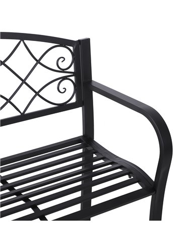 Outsunny 2 Seater Outdoor Patio Metal Garden Bench Yard Furniture Porch  Park Chair Loveseat Black 129L x 91H x 50W cm 84B-284