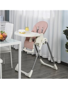 Homcom Foldable Baby PU High Chair Pink 2