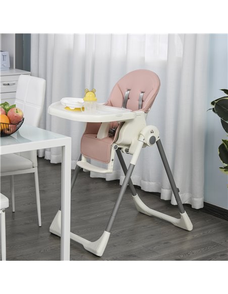 HOMCOM Foldable Baby High Chair Convertible to Toddler Chair Height Adjustable with Removable Tray 5-Point Harness Mobile with W - pic 6300 | FastDaddyshop