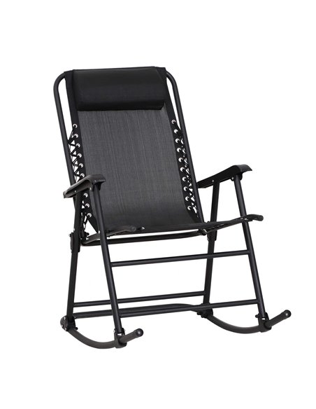 Outsunny Foldable Outdoor Rocking Garden Chair, Black 84A-099BK - pic 63021 | FastDaddyshop