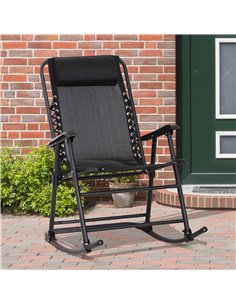 Outsunny Foldable Outdoor Rocking Garden Chair, Black 84A-099BK 2