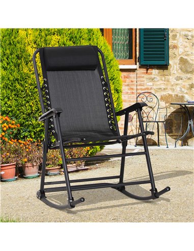 Outsunny Rocking Garden Chair, Foldable Outdoor Rocker with Adjustable Zero-Gravity Seat and Headrest, Ideal for Camping, Fishin