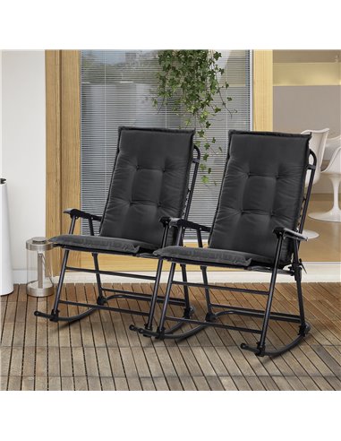Outsunny Outdoor Garden Chair Seat Pads, High Back Design, Durable Polyester Replacement Cushion, Grey 84B-390V70GY
