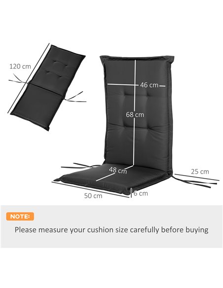 Outsunny Outdoor Garden Chair Seat Pads, High Back Design, Durable Polyester Replacement Cushion, Grey 84B-390V70GY - pic 63041 | FastDaddyshop