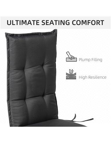 Outsunny Outdoor Garden Chair Seat Pads, High Back Design, Durable Polyester Replacement Cushion, Grey 84B-390V70GY