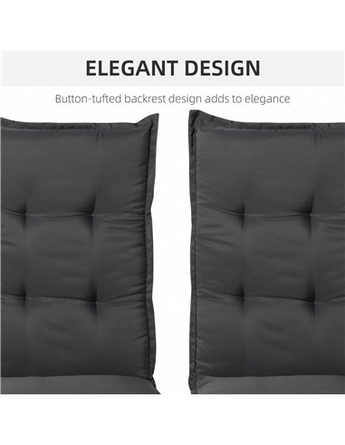 Outsunny Outdoor Garden Chair Seat Pads, High Back Design, Durable Polyester Replacement Cushion, Grey 84B-390V70GY