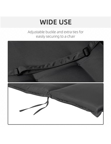 Outsunny Outdoor Garden Chair Seat Pads, High Back Design, Durable Polyester Replacement Cushion, Grey 84B-390V70GY