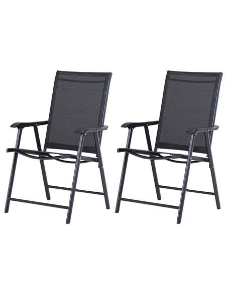 Outsunny Set of 2 Outdoor Foldable Metal Garden Chairs, Black 84B-381BK - pic 63084 | FastDaddyshop