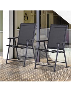 Outsunny Set of 2 Outdoor Foldable Metal Garden Chairs, Black 84B-381BK 2