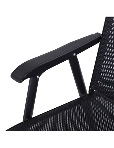 Outsunny Set of 2 Garden Chairs Outdoor Patio Foldable Metal Park Dining Seat Yard Furniture Black 84B-381BK