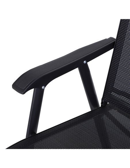Outsunny Set of 2 Garden Chairs Outdoor Patio Foldable Metal Park Dining Seat Yard Furniture Black 84B-381BK - pic 63091 | FastDaddyshop