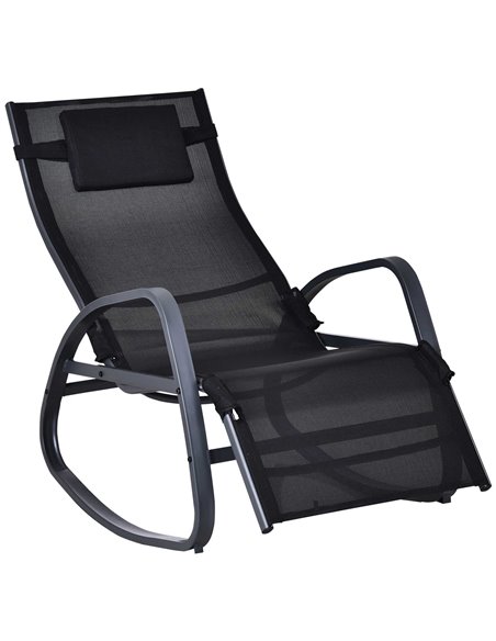 Outsunny Texteline Rocking Lounge Chair, Black 84A-121V70BK - pic 63093 | FastDaddyshop