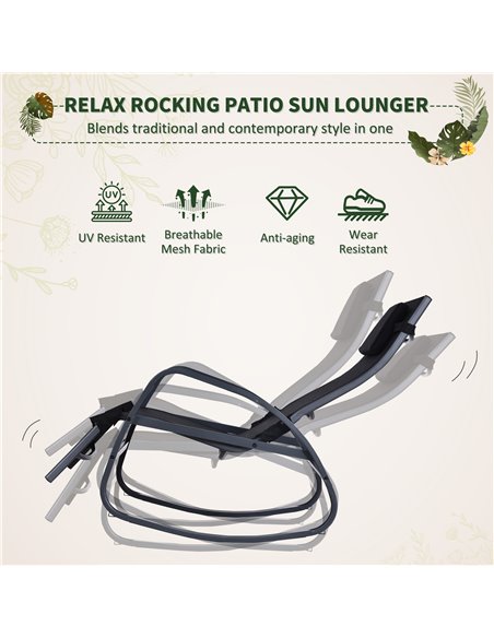 Outsunny Texteline Rocking Lounge Chair Zero Gravity Rocker Patio Adjustable Garden Outdoor Recliner Seat w/ Pillow, Footrest -  - pic 63096 | FastDaddyshop