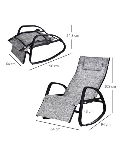 Outsunny Texteline Rocking Lounge Chair Zero Gravity Rocker Patio Adjustable Garden Outdoor Recliner Seat w/ Pillow, Footrest -  - pic 63104 | FastDaddyshop