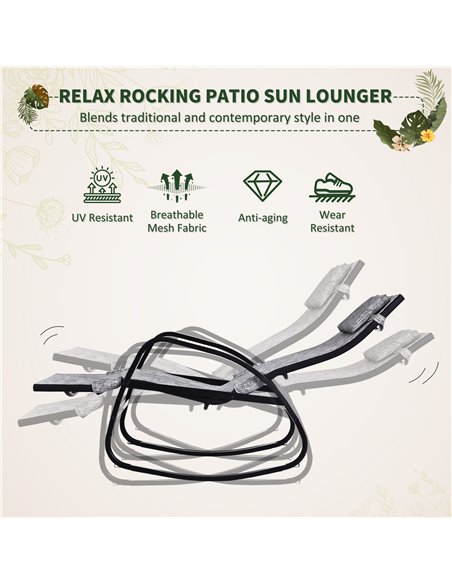 Outsunny Texteline Rocking Lounge Chair Zero Gravity Rocker Patio Adjustable Garden Outdoor Recliner Seat w/ Pillow, Footrest -  - pic 63105 | FastDaddyshop