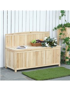 Outsunny Garden Arch Wood Bench Outdoor Storage Box Garden Furniture Chair 115L x 45W x 75Hcm 84B-460 2